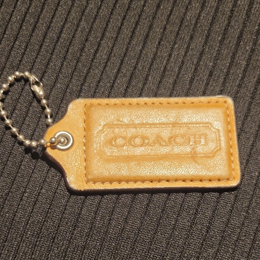 Coach Tangerine Leather Tag Keychain